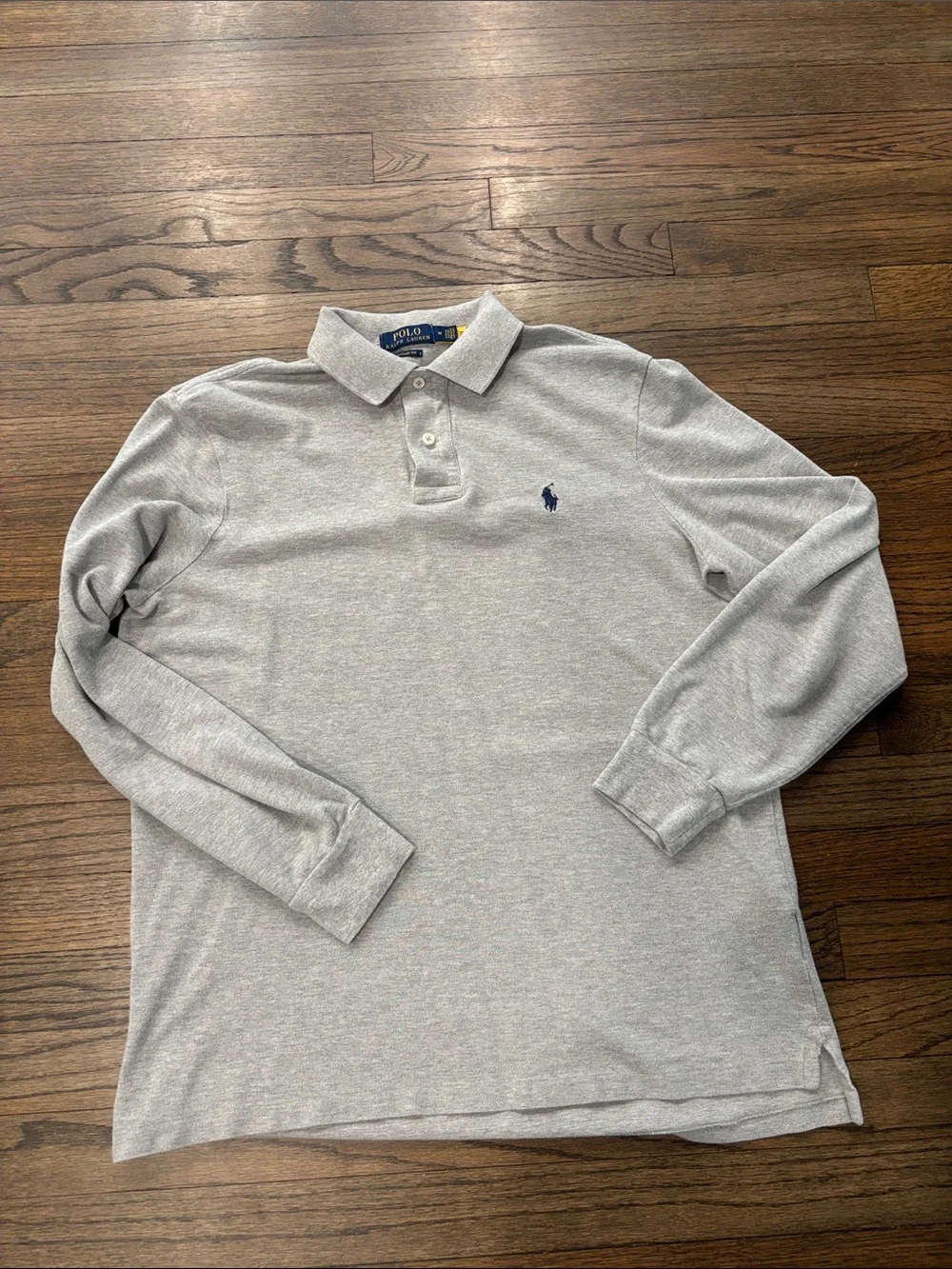 Polo by Ralph Lauren Men's Long-Sleeve Gray Polo Shirt size M